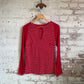 1970s Red Striped Long Sleeve Top