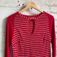 1970s Red Striped Long Sleeve Top