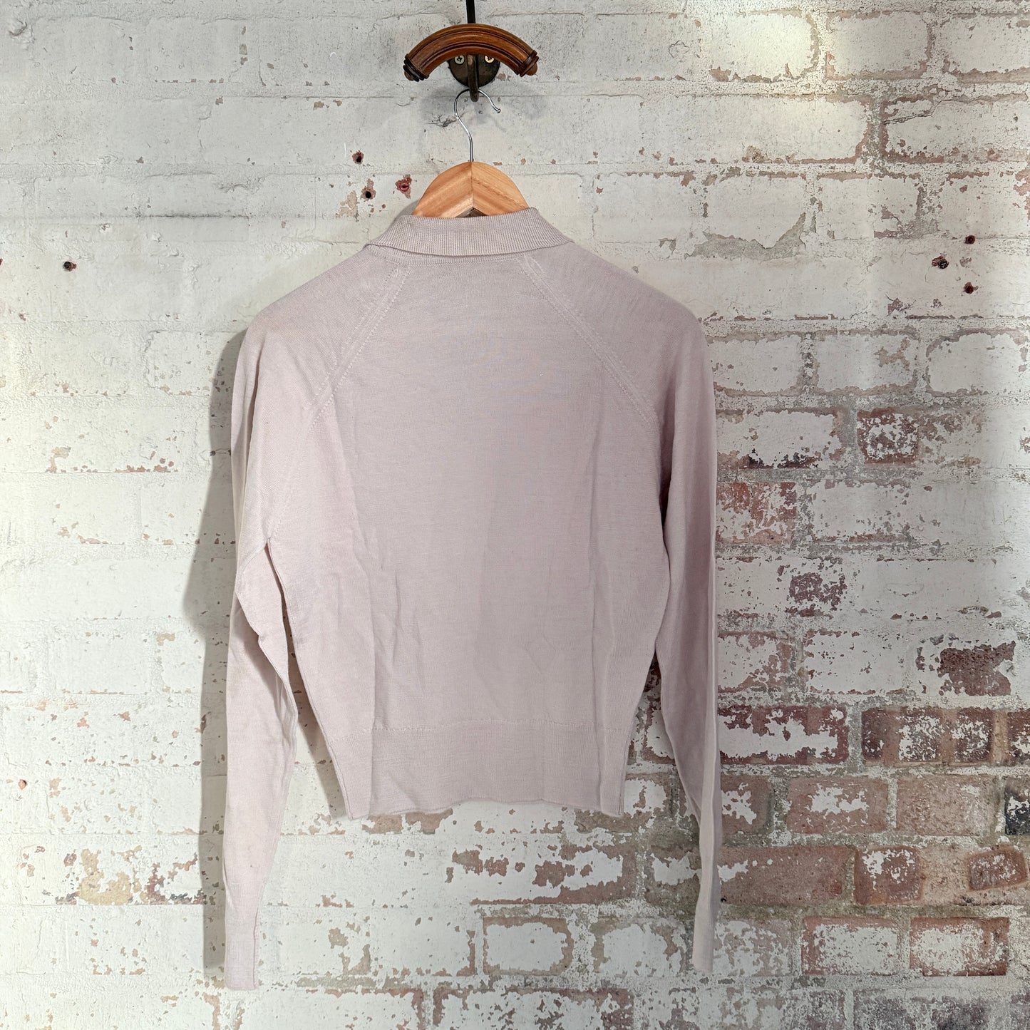 1960s Beige Wool Knitted Collared Jumper Shirt