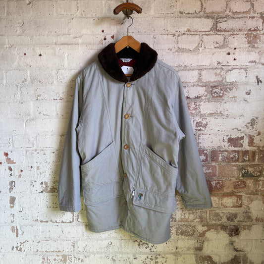 1980s Grey Levis Shearling Collar Coat
