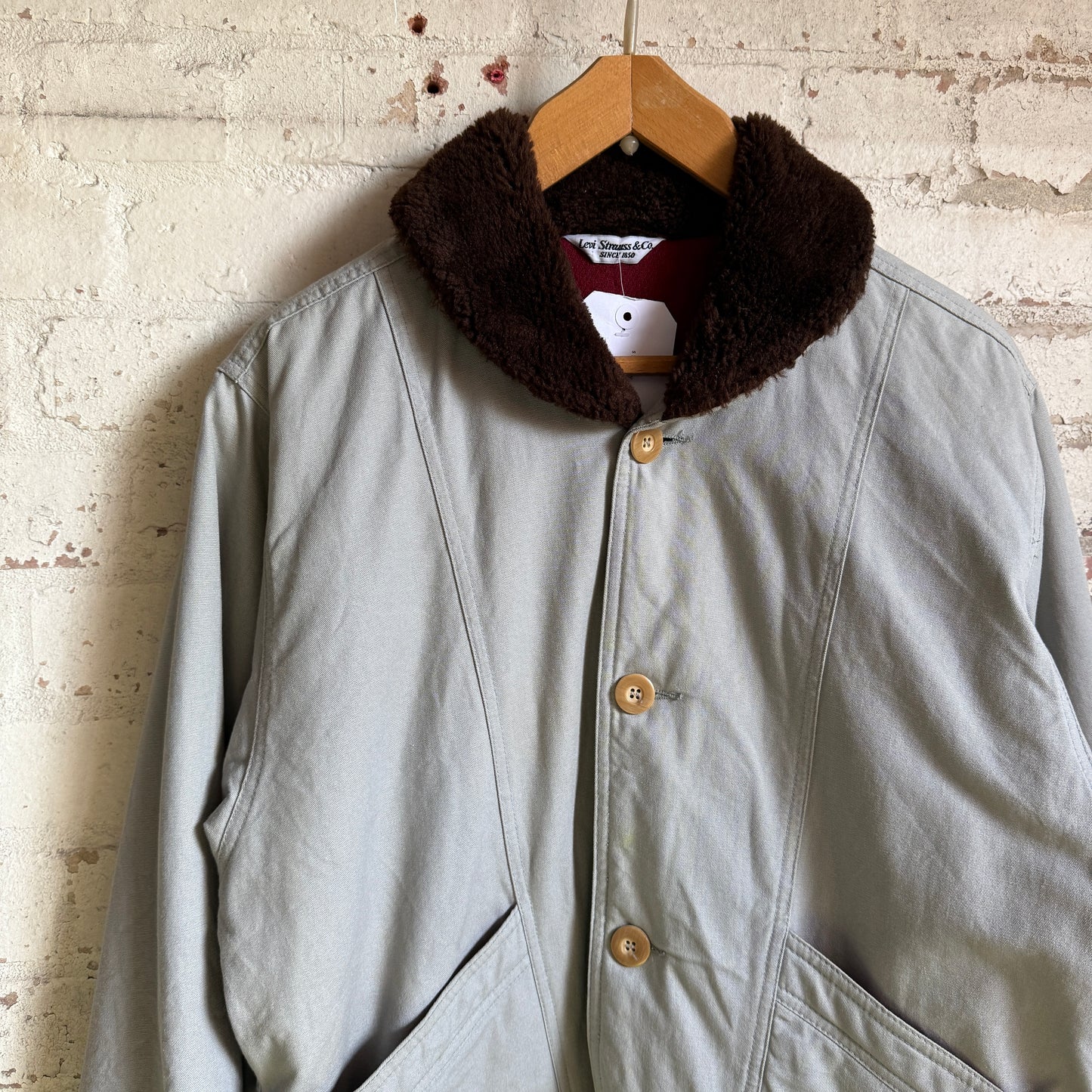 1980s Grey Levis Shearling Collar Coat