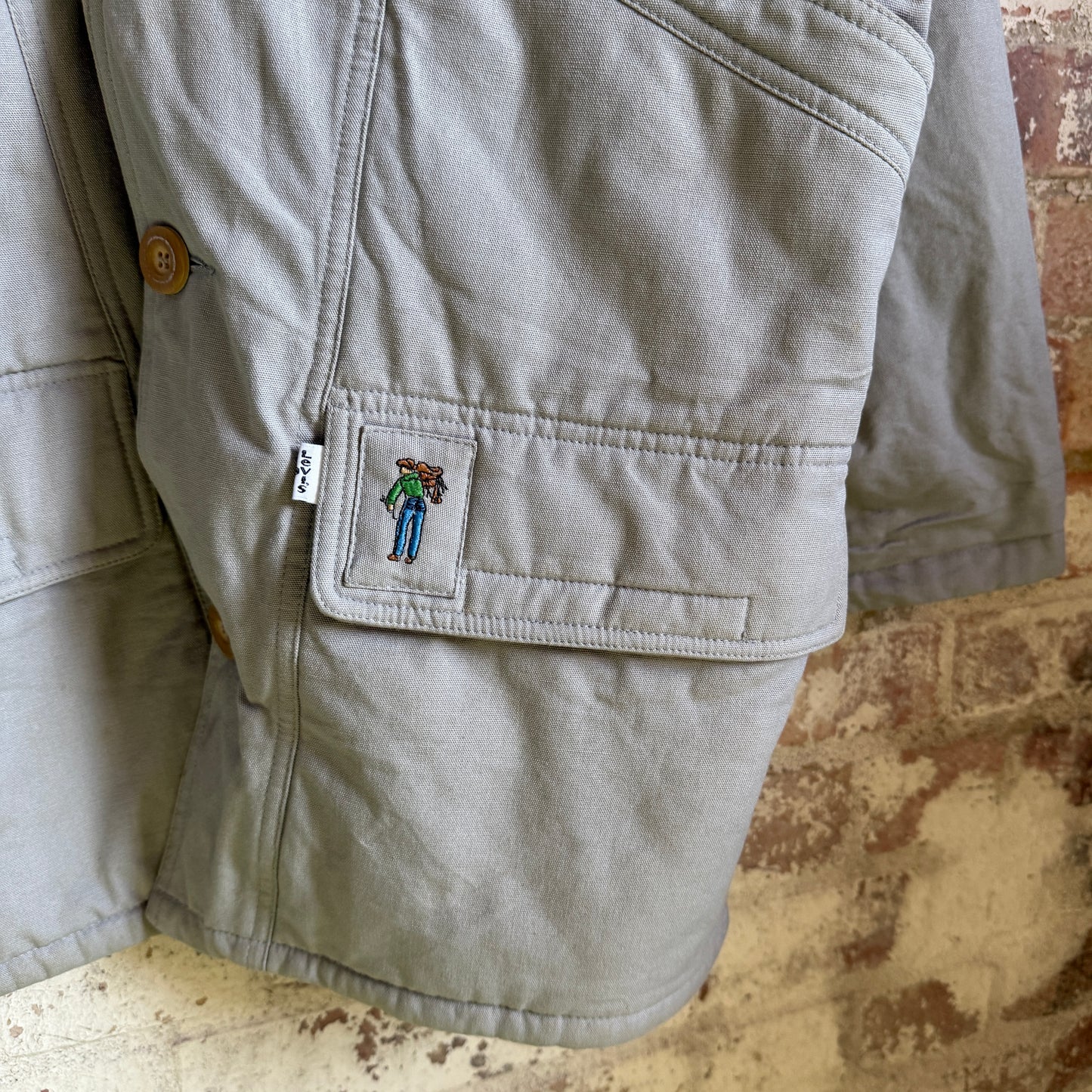 1980s Grey Levis Shearling Collar Coat