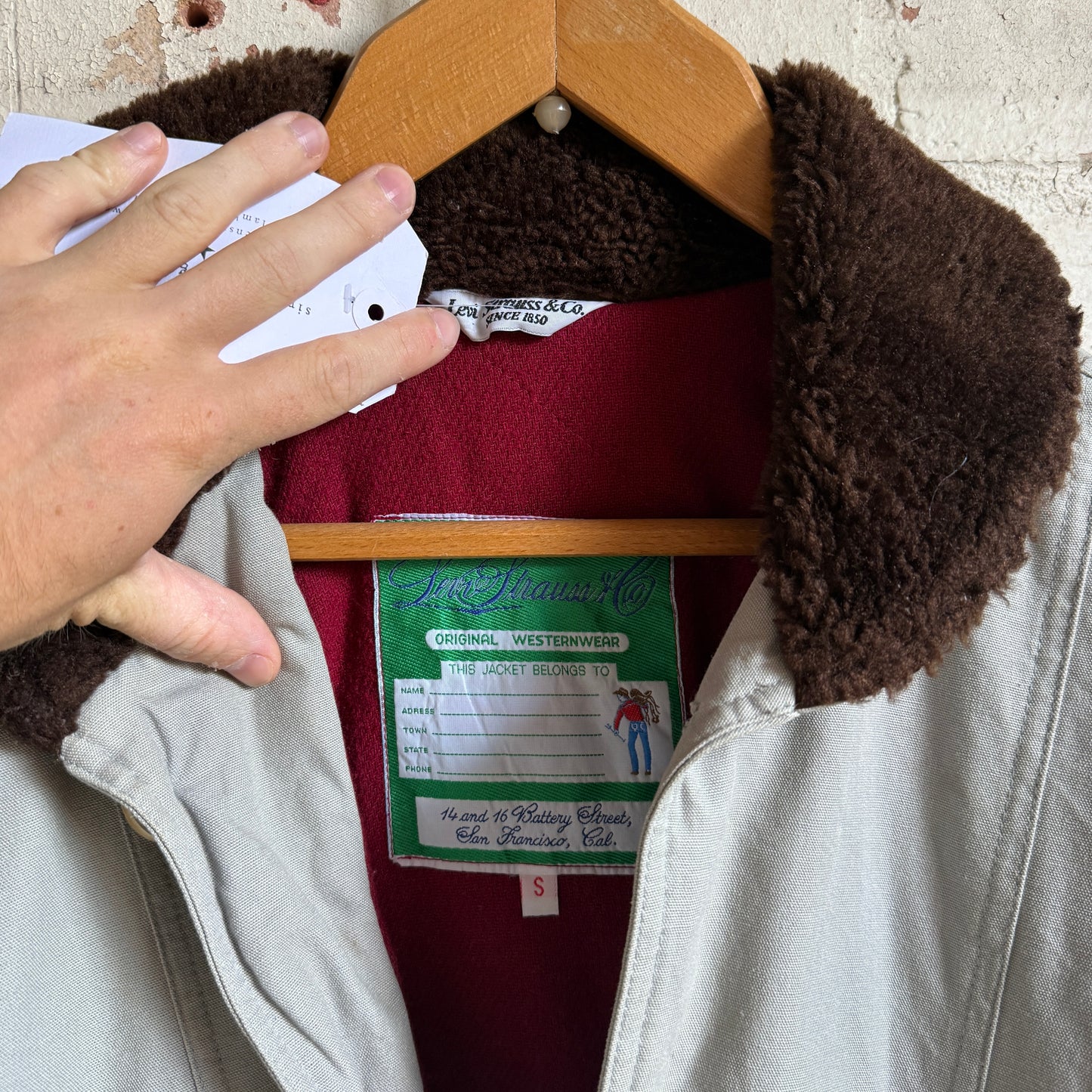 1980s Grey Levis Shearling Collar Coat