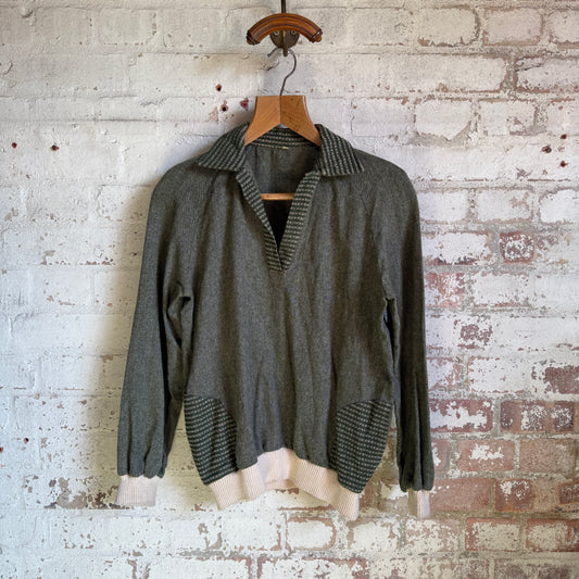 1960s Green Knitted Italian Shirt Pullover