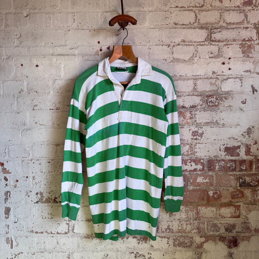 1960s 1970s Green Striped Bukta Rugby Jumper