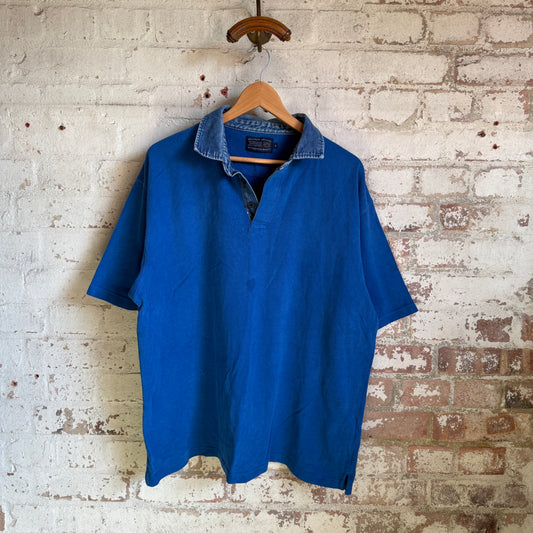 1990s Blue Denim Collar Rugby Shirt