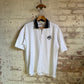 1990s White Zip Planet Hollywood Polo Shirt Top