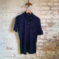 1970s Navy Italian Striped Polo Shirt Top