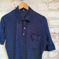 1970s Navy Italian Striped Polo Shirt Top