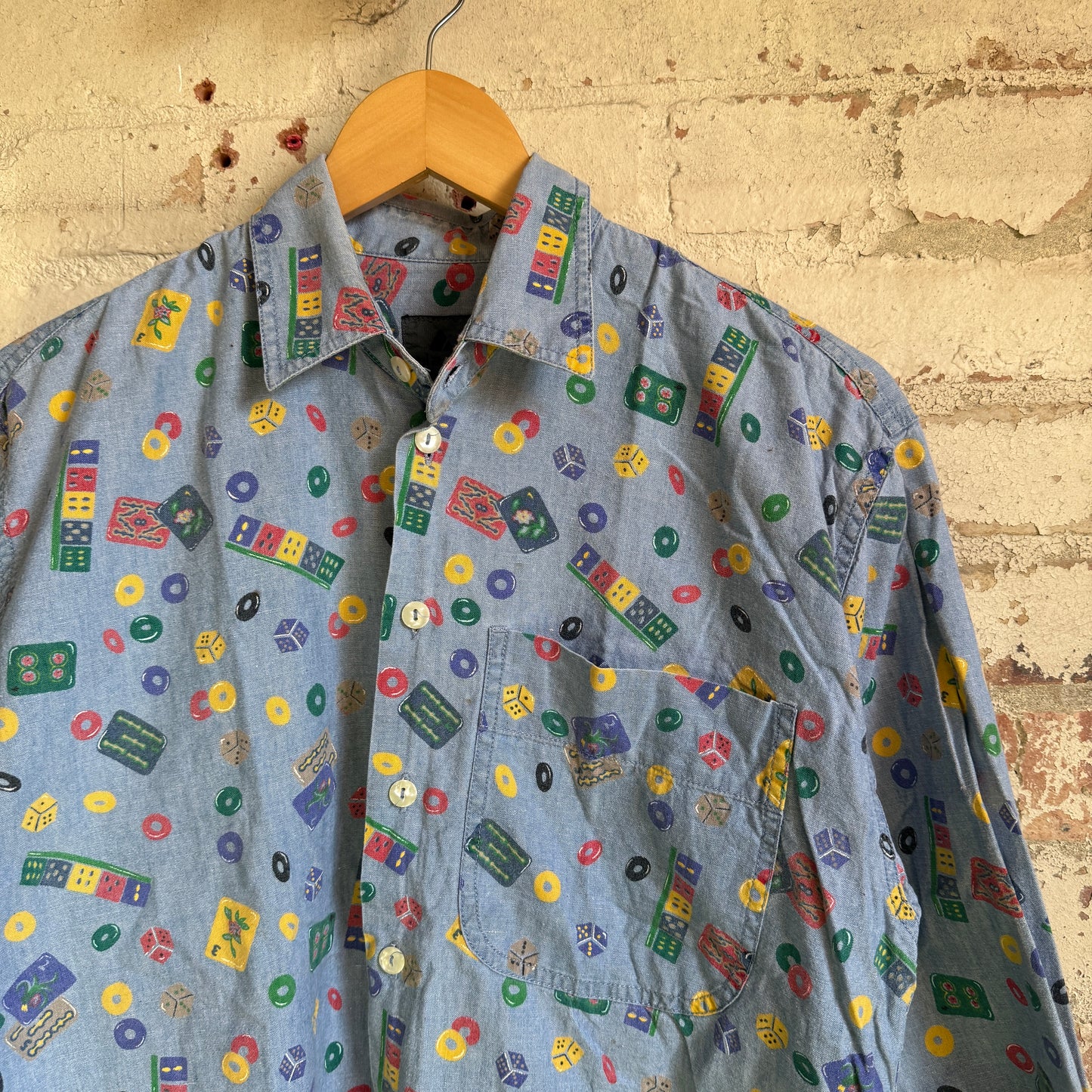 1980s Blue Graphic Button Shirt