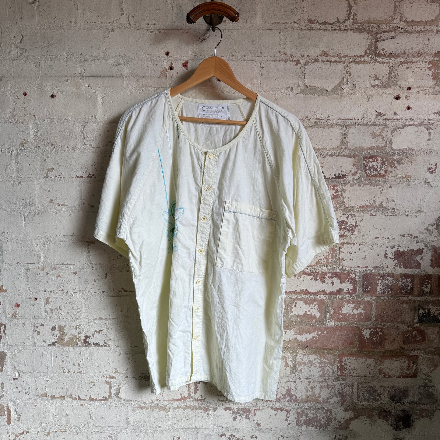 1990s Yellow Cotton Embroidered Jersey Shirt