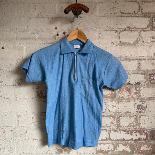 1970s Blue Towelling Zip Shirt