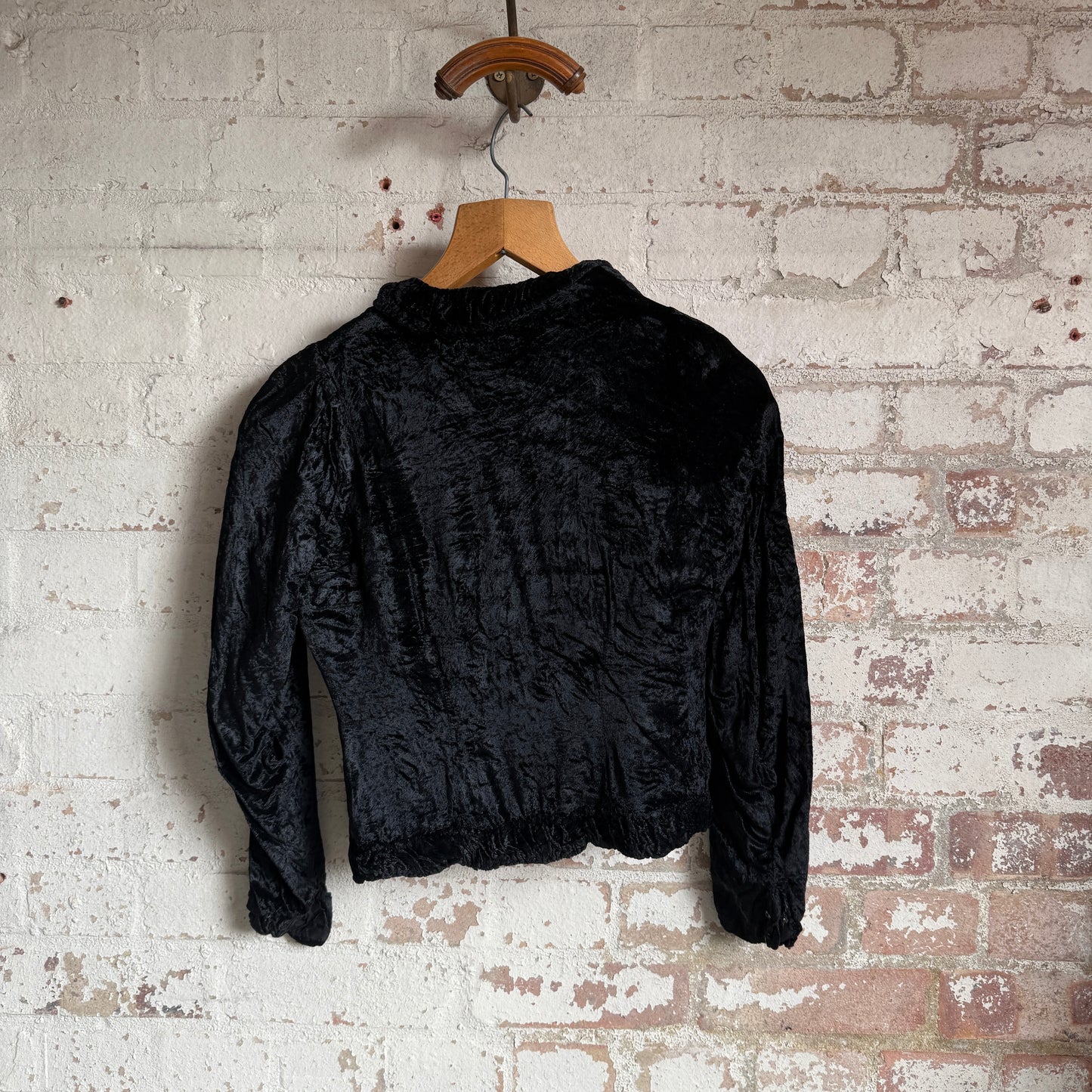 1920s 1930s Black Silk Crushed Velvet Jacket