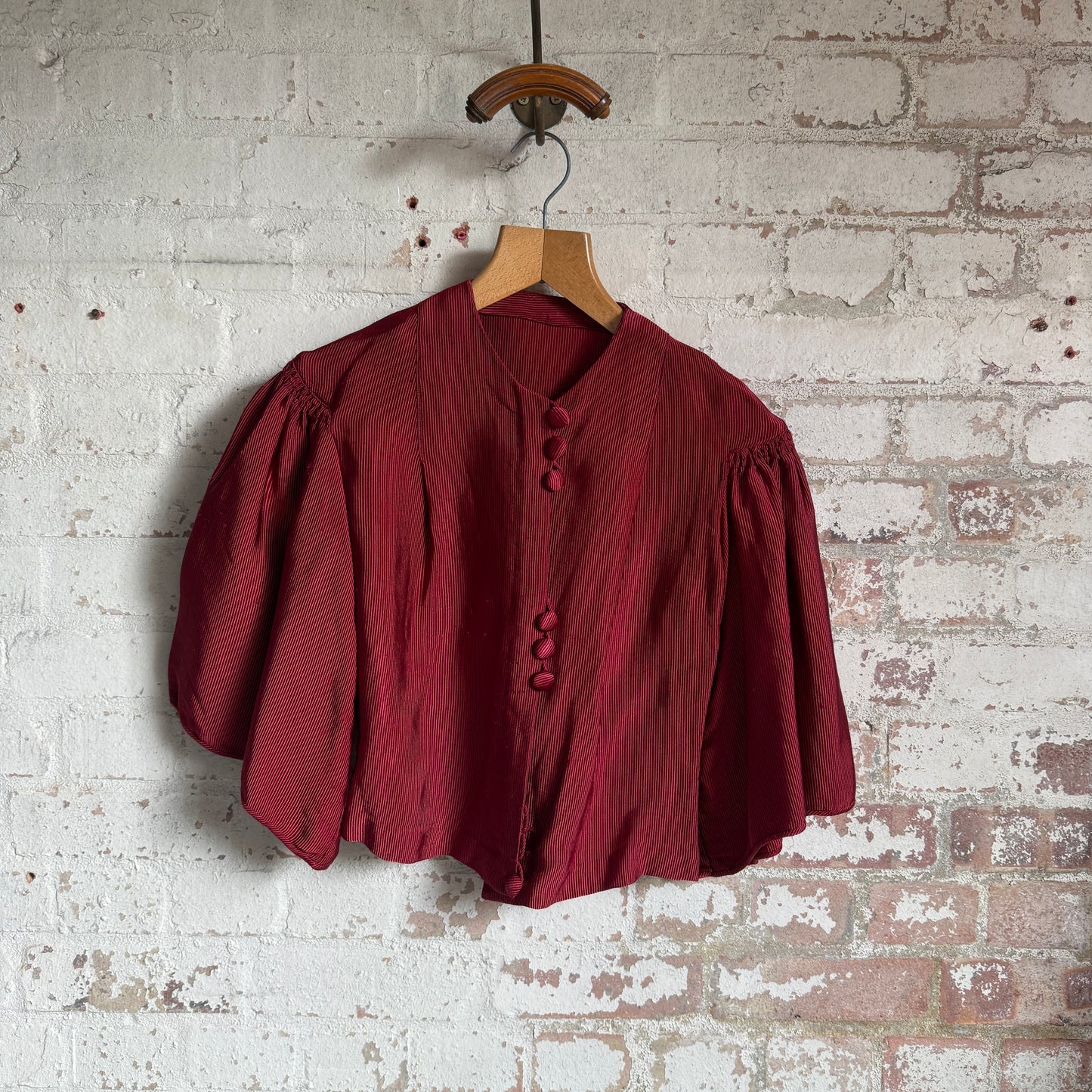 1940s Burgundy Red Cropped Blouse Jacket