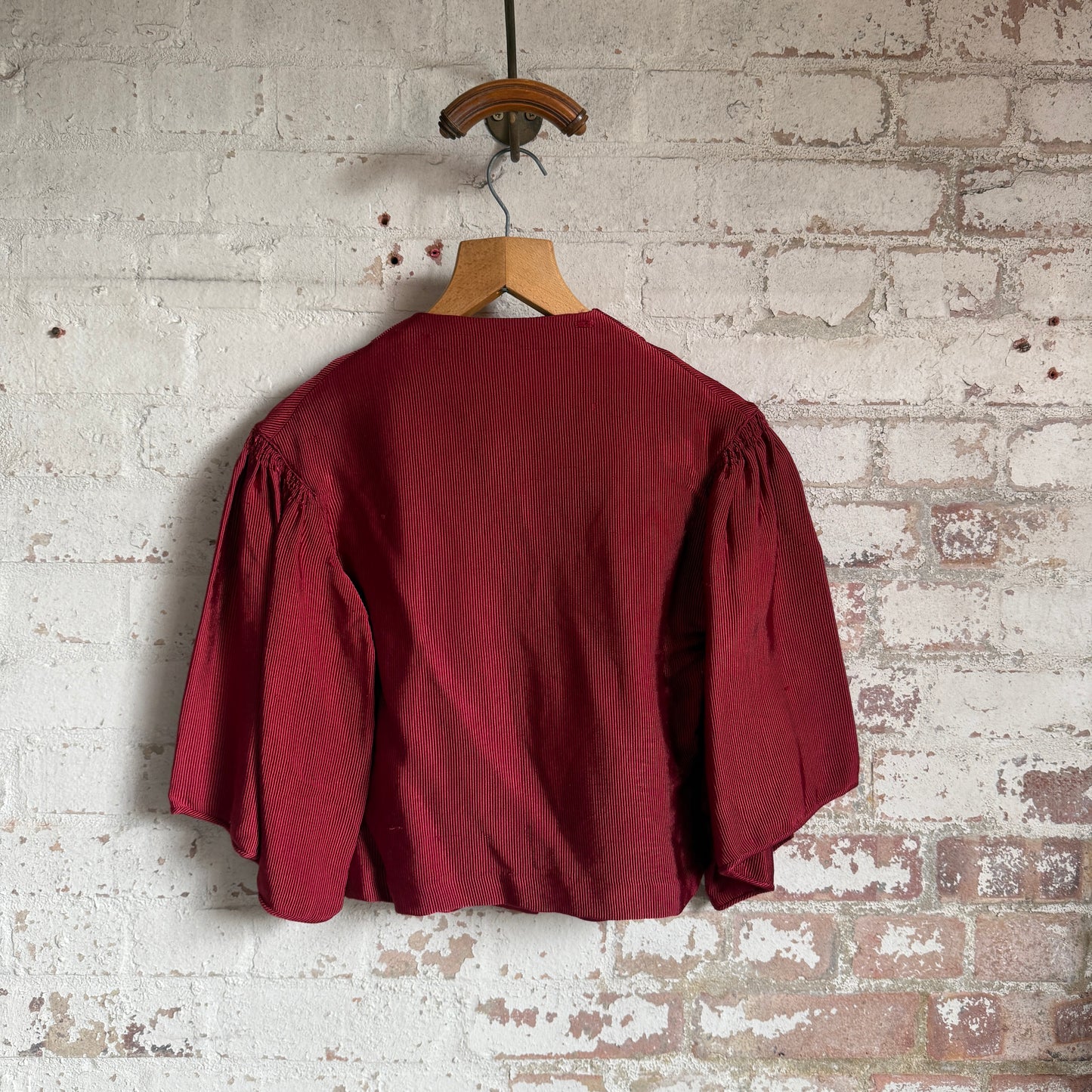 1940s Burgundy Red Cropped Blouse Jacket