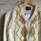 1970s Cream Knitted Argyle Jumper