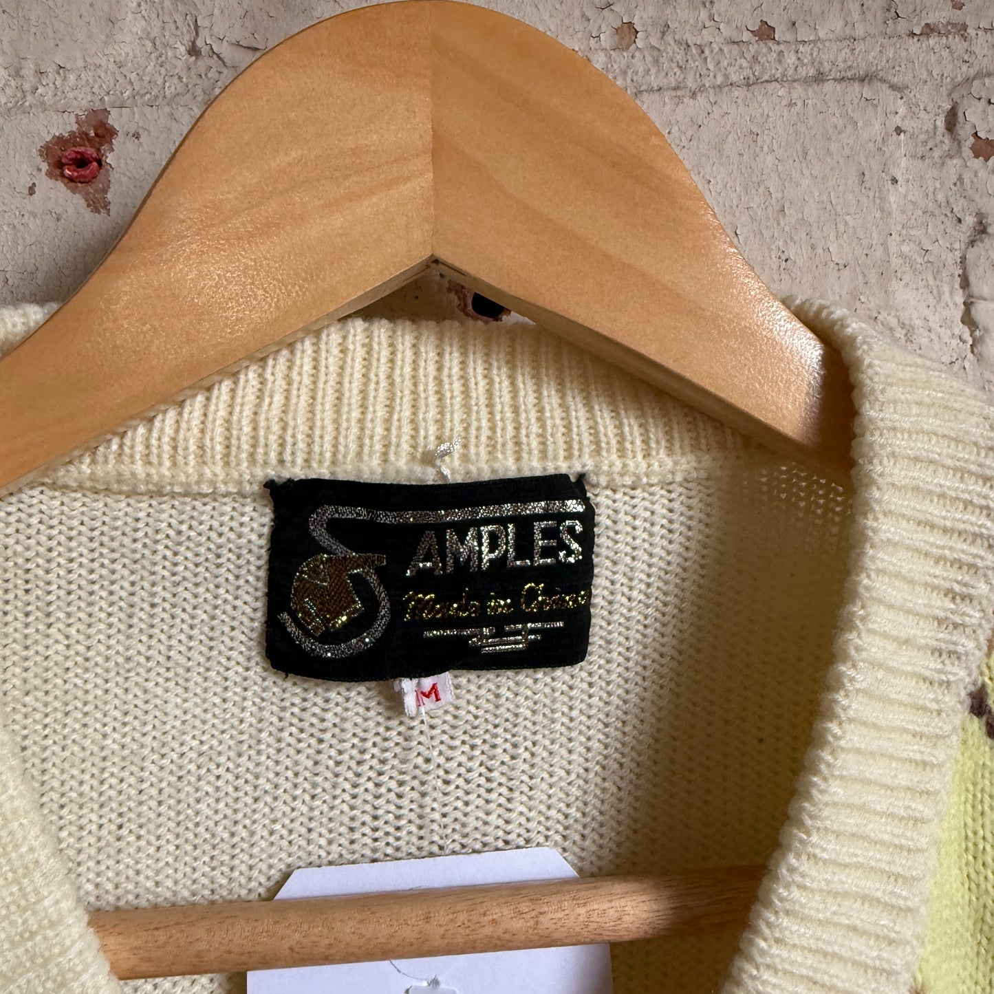 1970s Cream Knitted Argyle Jumper