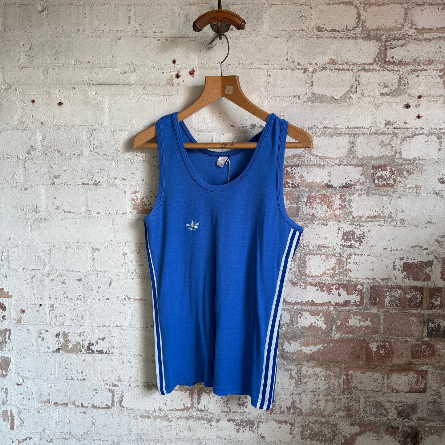 1970s Blue Adidas Ventex Sports Vest Top