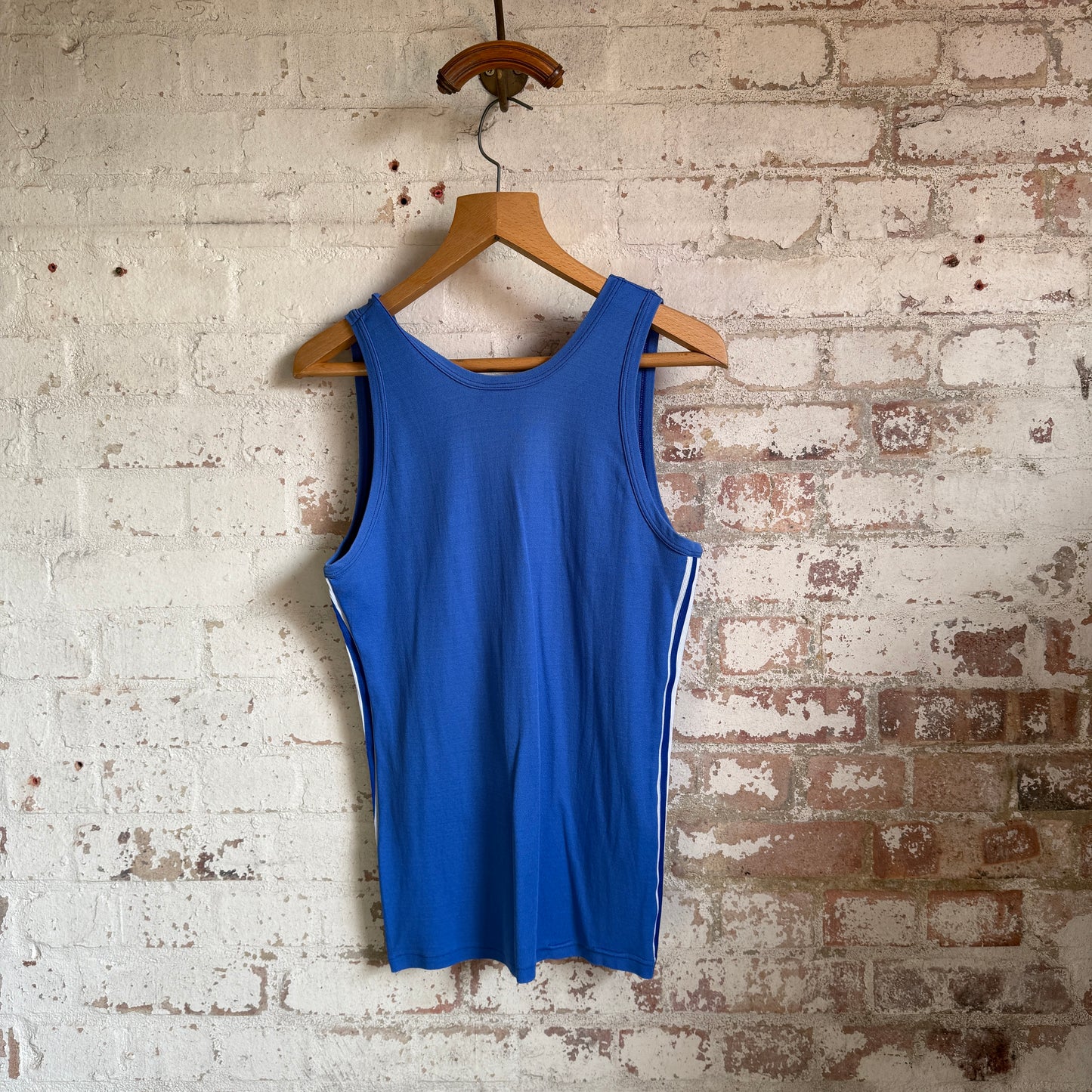 1970s Blue Adidas Ventex Sports Vest Top
