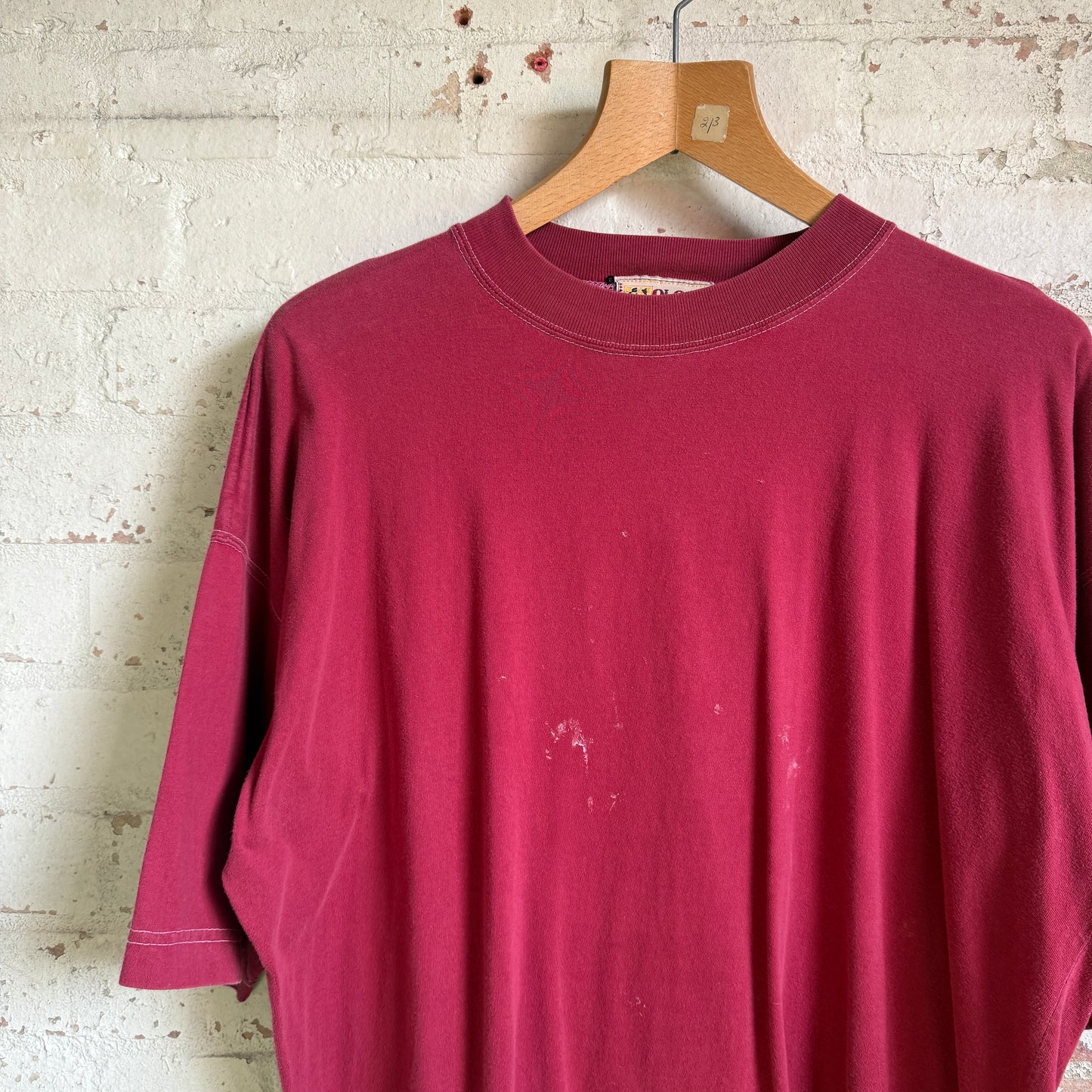 1990s Maroon Distressed Blank T-Shirt