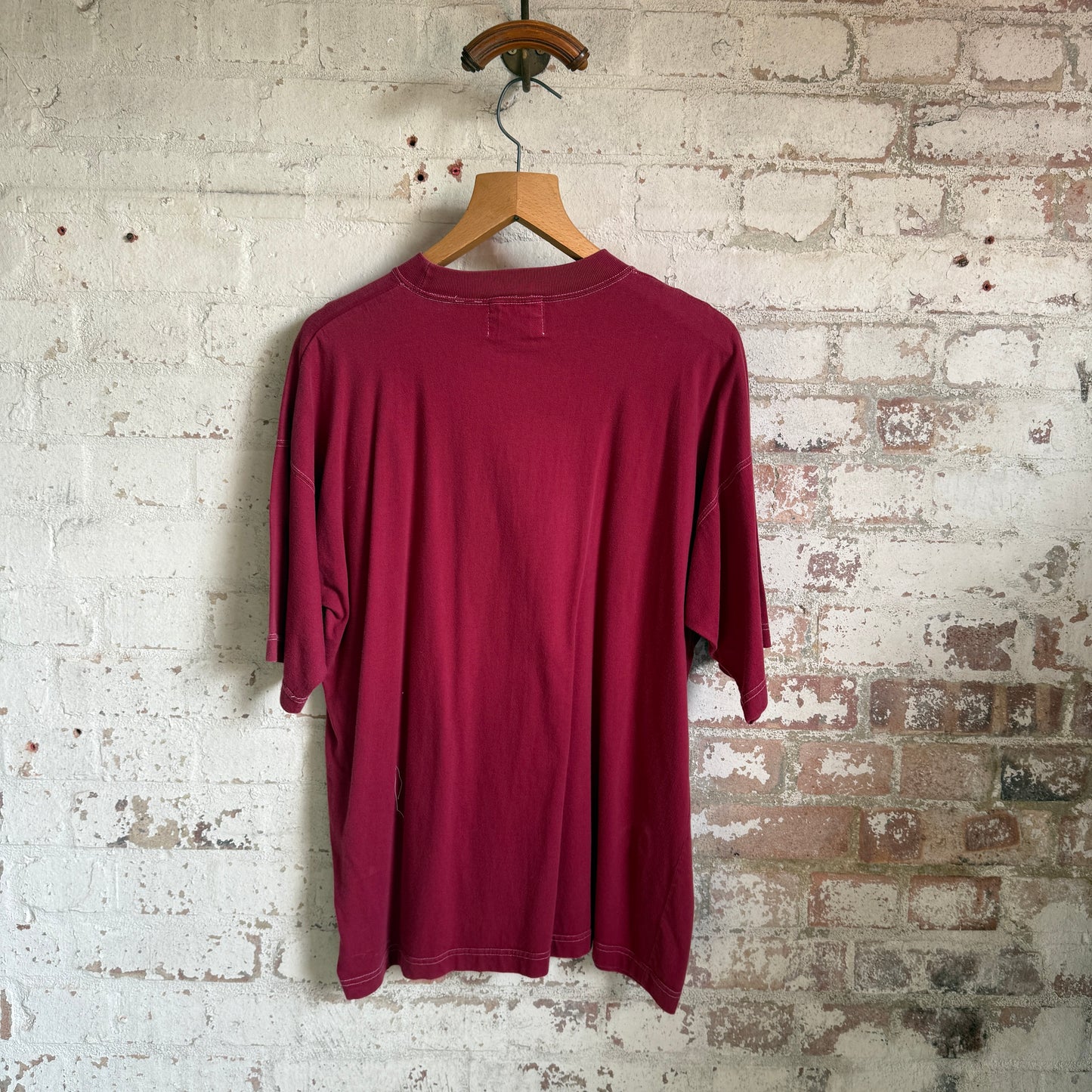 1990s Maroon Distressed Blank T-Shirt