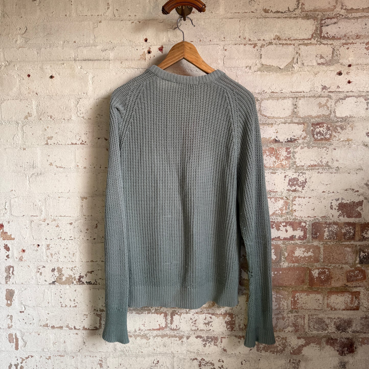 1970s Turquoise Knitted V-Neck Jumper