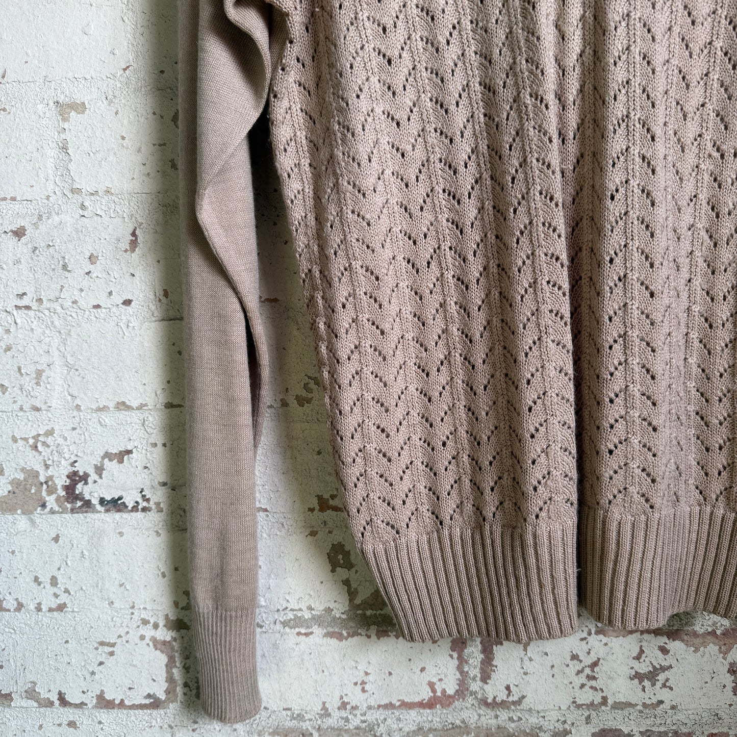 1970s Beige Knitted Gabicci Zip Shirt