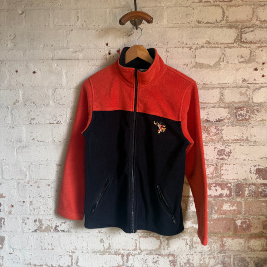 1990s Orange and Black Tiger Fleece Zip Jumper