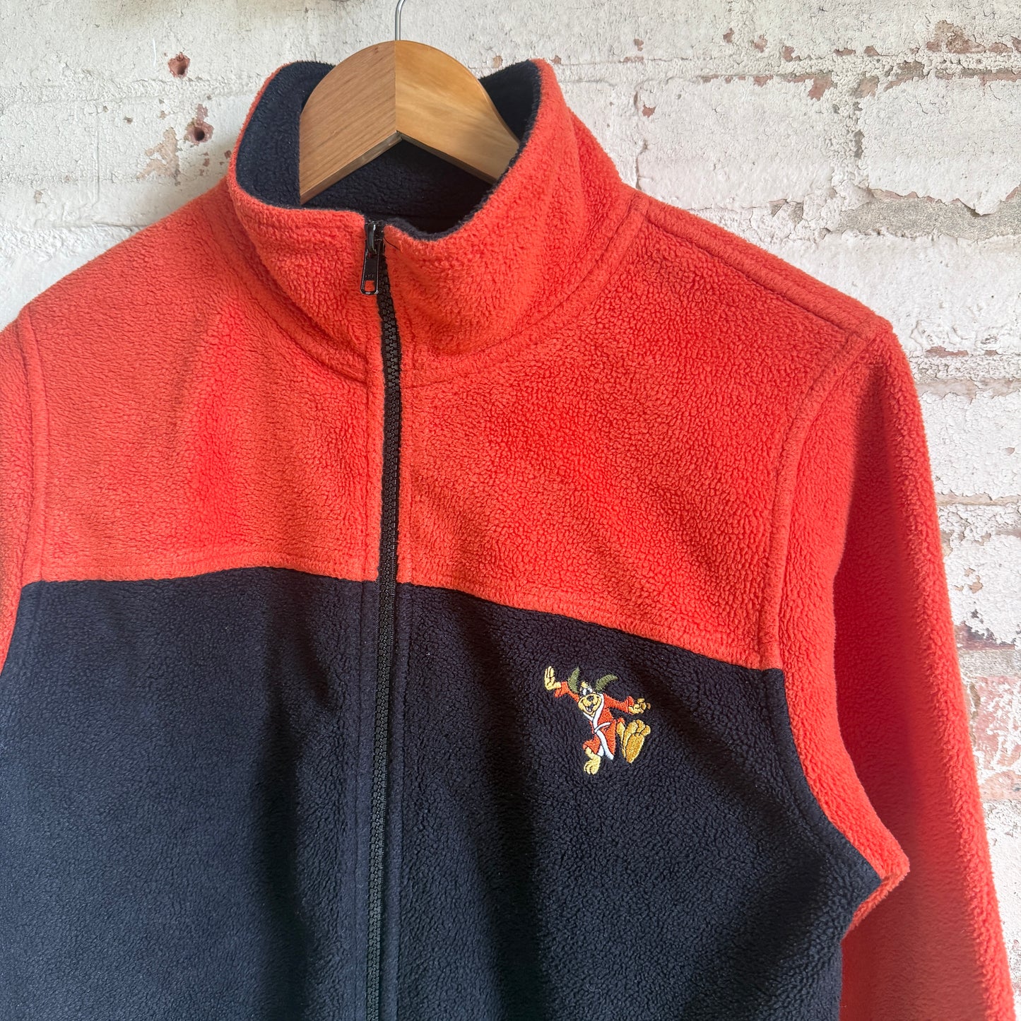 1990s Orange and Black Tiger Fleece Zip Jumper