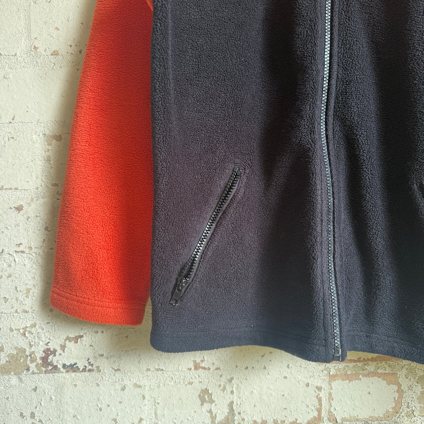 1990s Orange and Black Tiger Fleece Zip Jumper