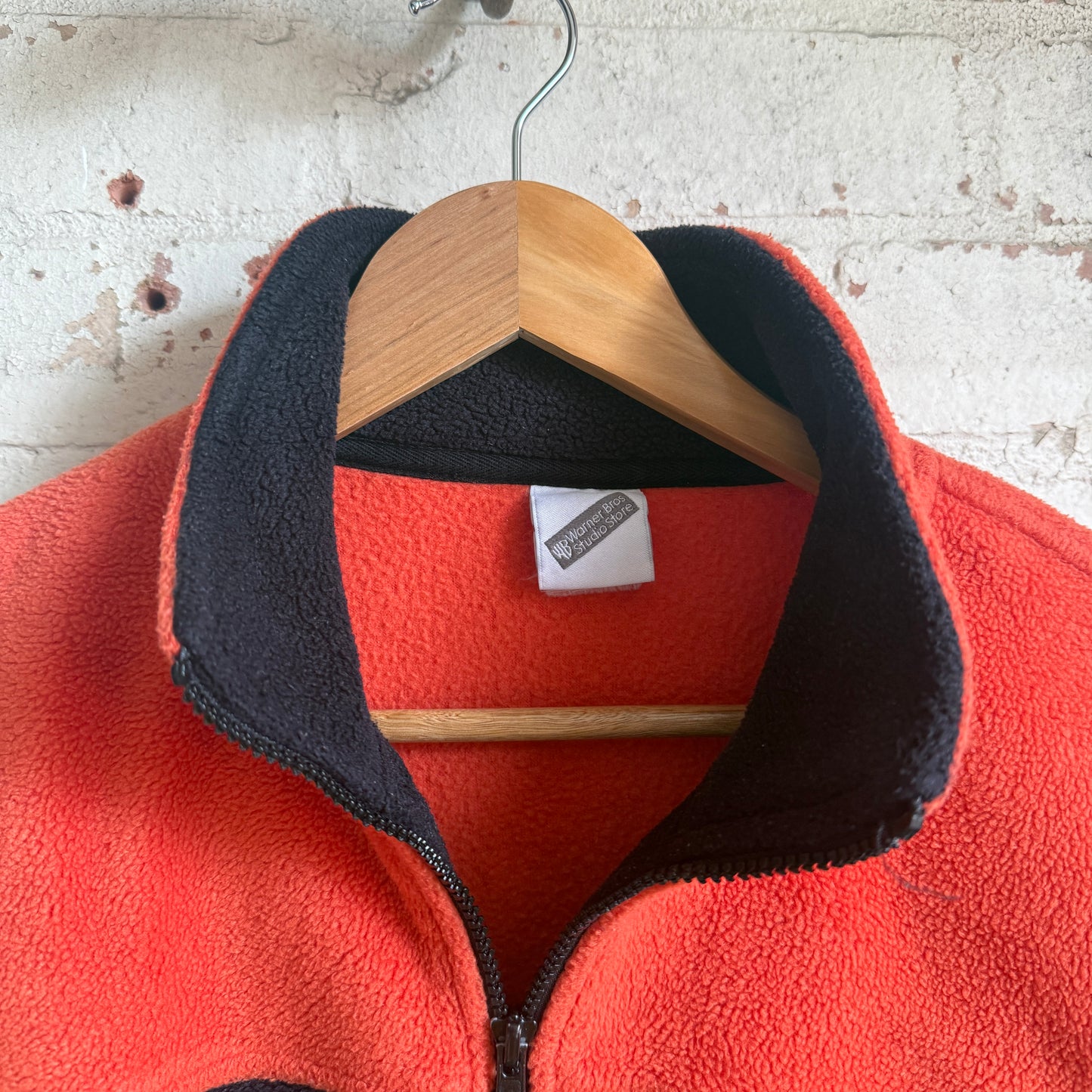 1990s Orange and Black Tiger Fleece Zip Jumper