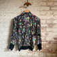 1980s Black Patterned Half Button Shirt