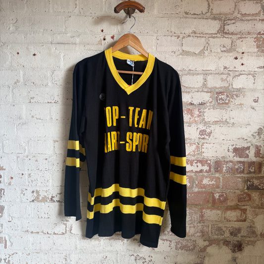 1980s Black Graphic Long Sleeve Top