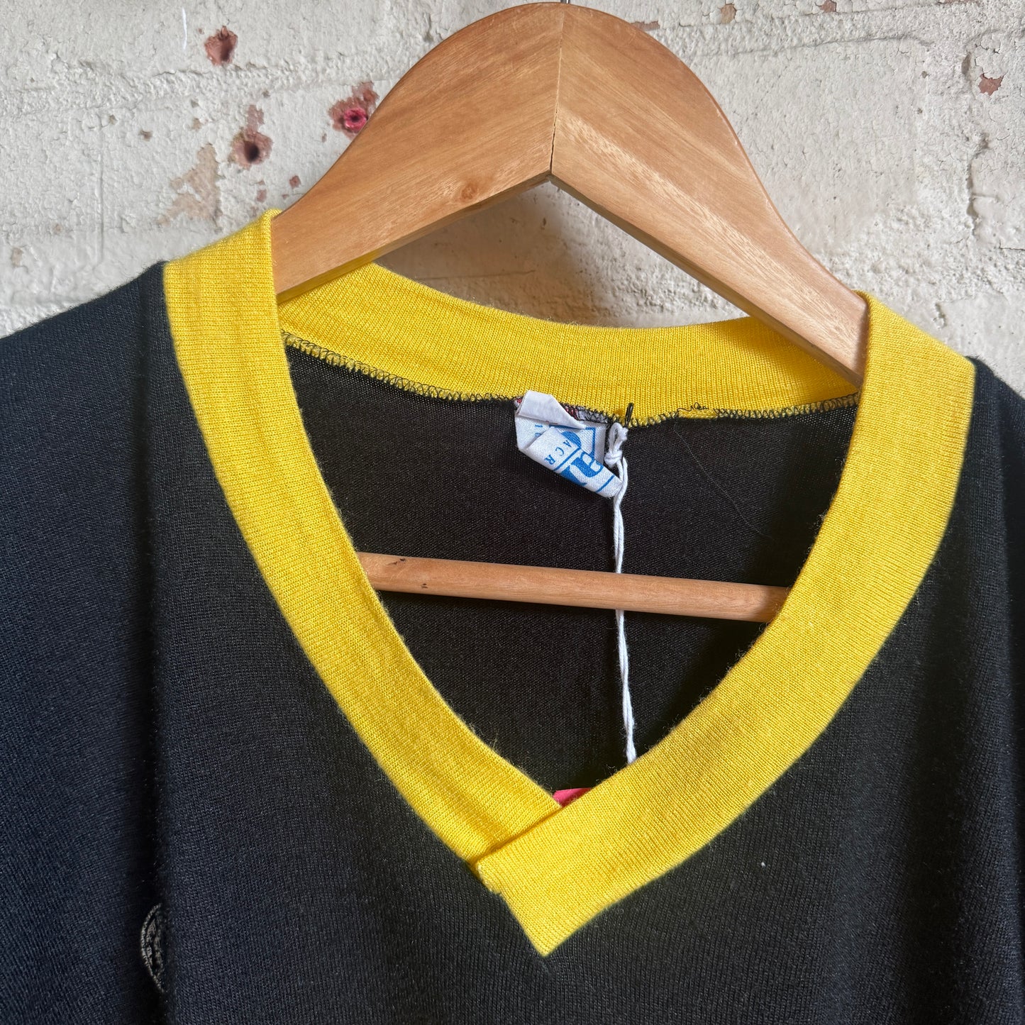 1980s Black Graphic Long Sleeve Top