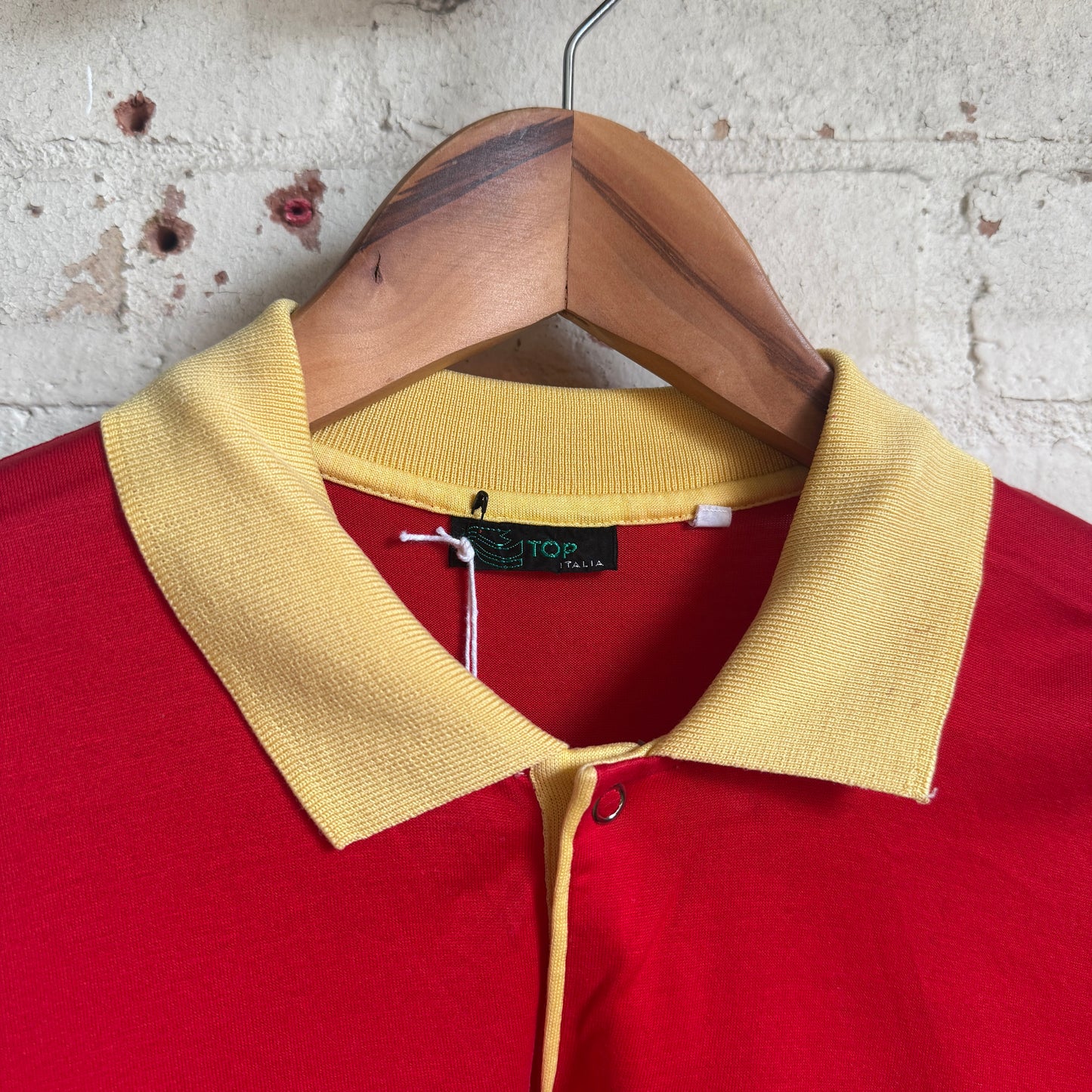 1980s Red Italian Stripe Cut Off Polo Shirt