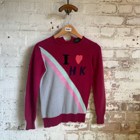 1970s Maroon Patterned Knitted Jumper