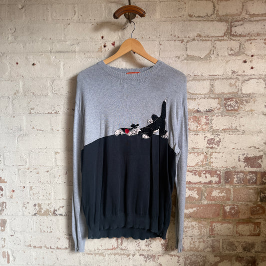 1990s Grey Iceberg History Knitted Jumper