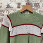 1960s Green Wool Knitted Striped Jumper