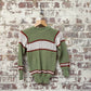 1960s Green Wool Knitted Striped Jumper