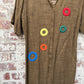 1960s Brown Long Linen Circle Dress
