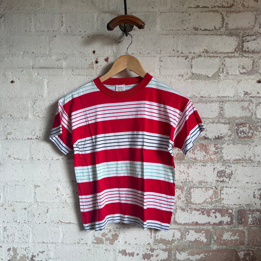 1980s Red Italian Striped T-Shirt