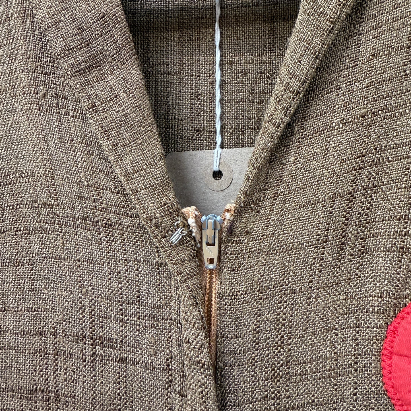 1960s Brown Long Linen Circle Dress