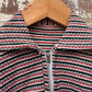1970s Red Knitted Polo Shirt Top with zip