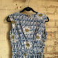 1960s Blue Flower Printed Dress