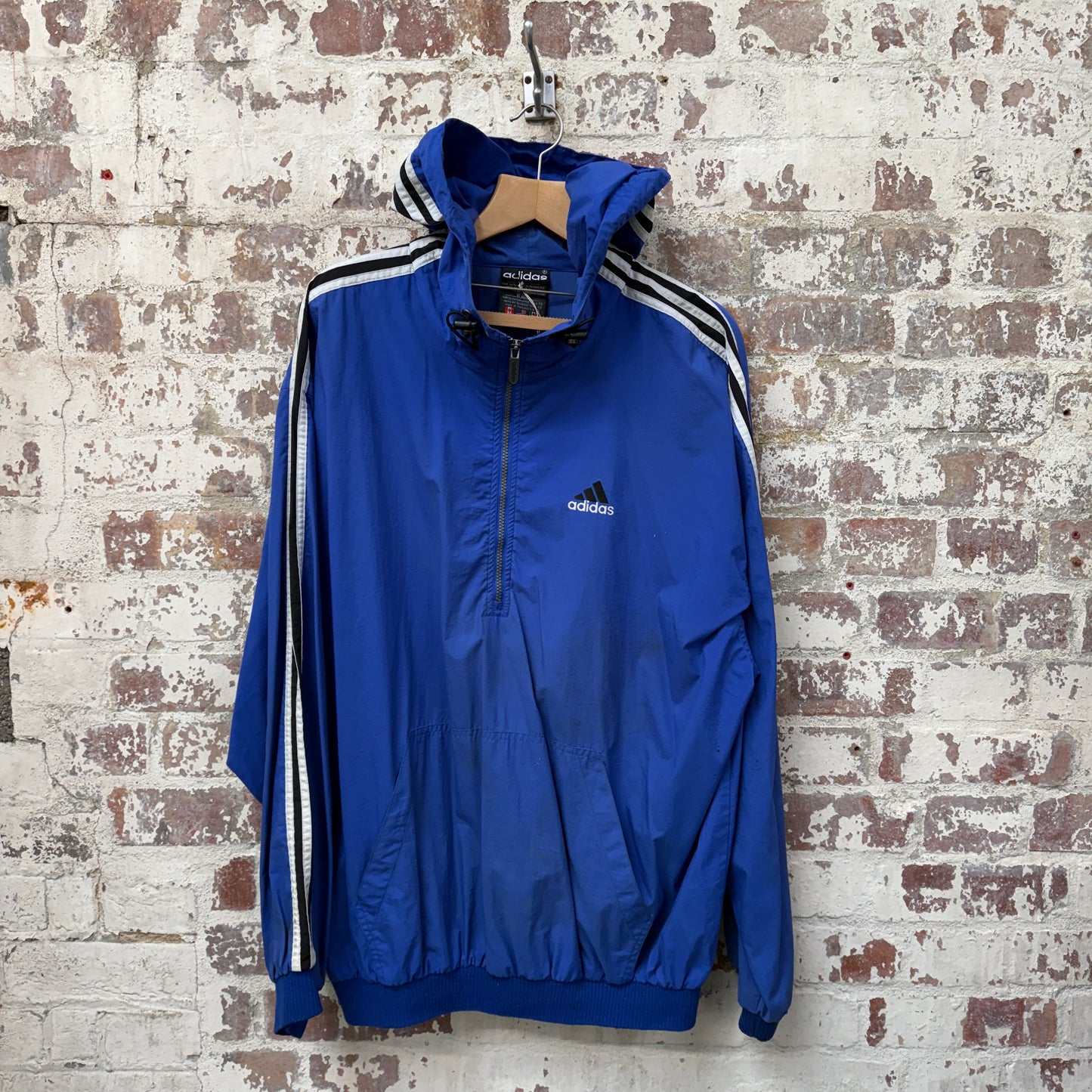 1990s Blue Adidas Pull Over Smock Jacket