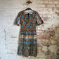1970s Brown Flowery Cotton Print Dress
