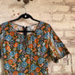 1970s Brown Flowery Cotton Print Dress