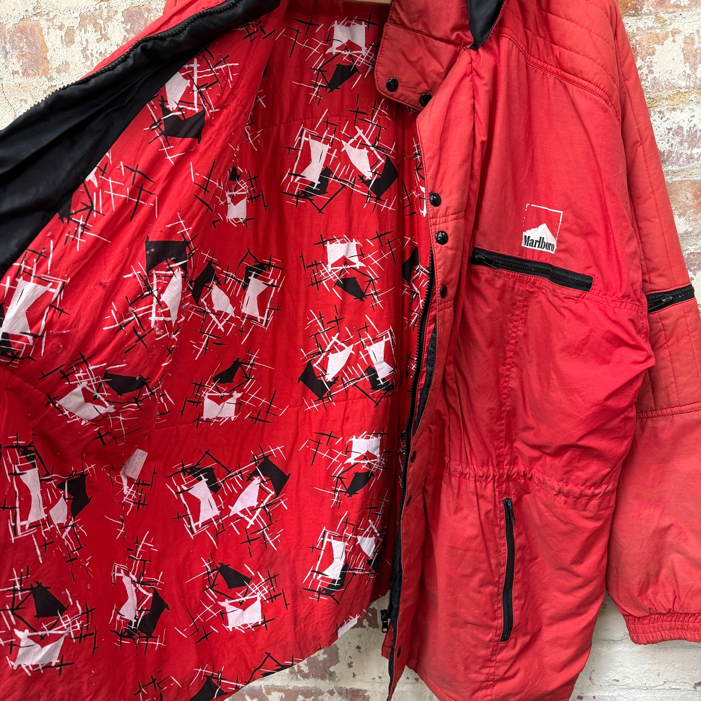 1990s Red Marlboro Padded Parka Jacket