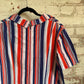 1970s Red and Blue Striped Cotton Dress