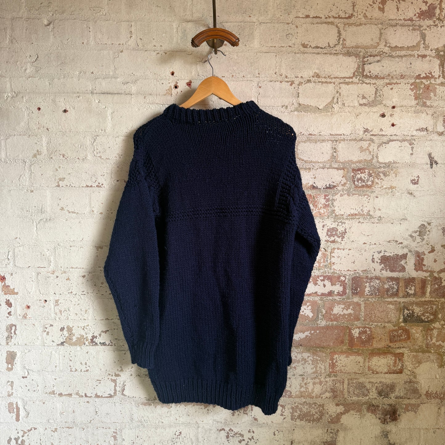 1980s Navy Hand Knitted Fisherman Jumper